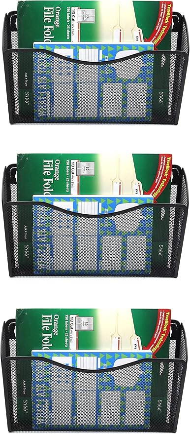 EASEPRES 3 Single Pocket Mesh Hanging File Organizer, Vertical Wall Mounted - Image 7