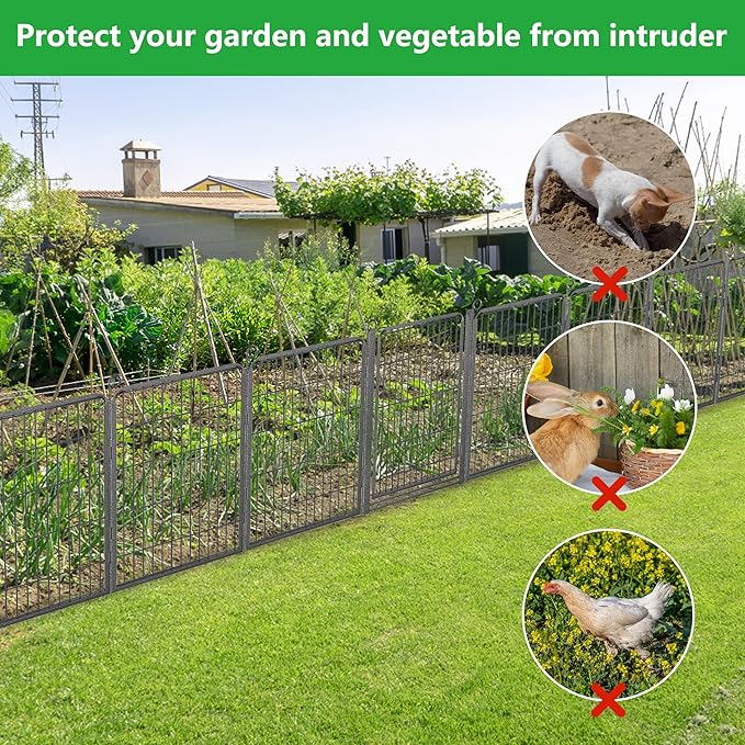 Decorative Garden Fence with Gate, 32 in x 43 ft Rustproof Metal Fence Panels - Image 9