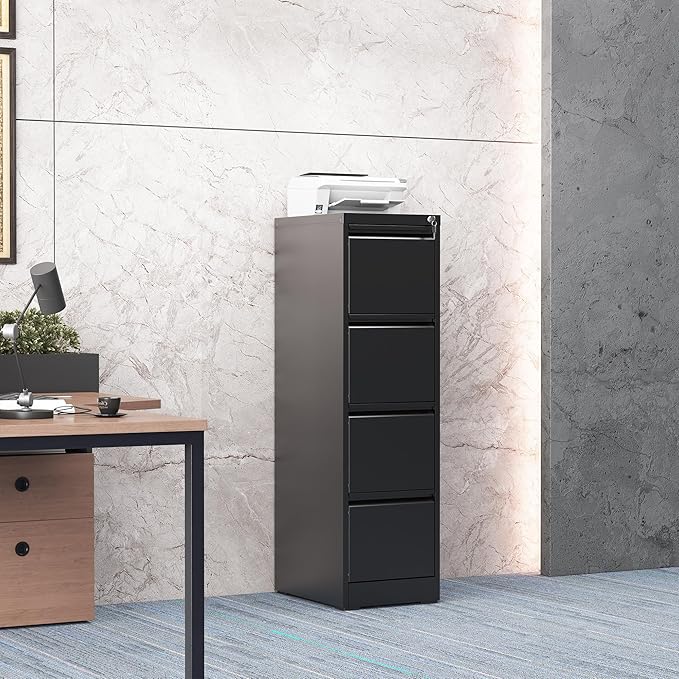 4 Drawer File Cabinet with Lock, Steel Vertical Filing Storage Cabinet - Image 2