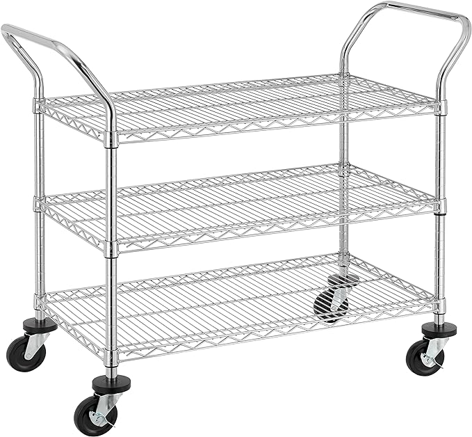 Finnhomy 3-Tier Commercial Grade Rolling Cart, Heavy Duty Utility Cart by Finnhomy