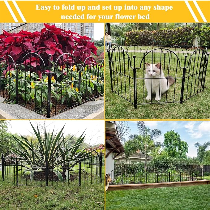 Garden Fence, 22 in x 10.83 ft Arched Rustproof Metal No Dig Fence Garden Fence - Image 3