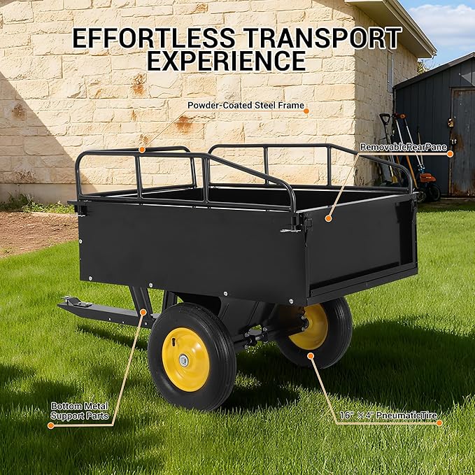 GAOMON Heavy Duty ATV Trailer Tow Behind Dump Cart, 17 Cu.Ft. 750Lbs Capacity - Image 3