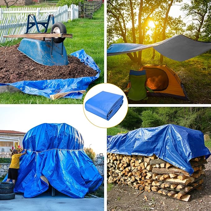 Tarp 10x12 Feet 14 Mil Heavy Duty Waterproof Tarp, Large Multipurpose Cover - Image 7