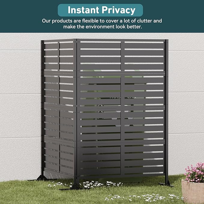 Modern Shade Metal Privacy Screen 72" H x 48" W, Freestanding Decorative - Image 4