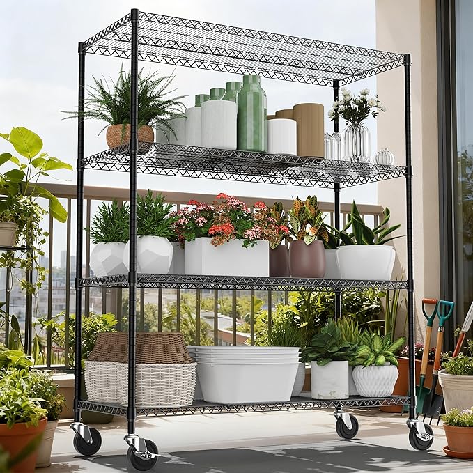 4 Tiers Shelf 2640 lbs Steel Storage Shelving Utility Shelving Unit Steel - Image 2