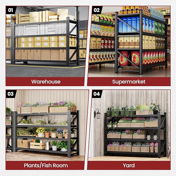 71" Wide Storage Shelves, 5000LBS Garage Shelving Heavy Duty, Standing Shelf - Image 8