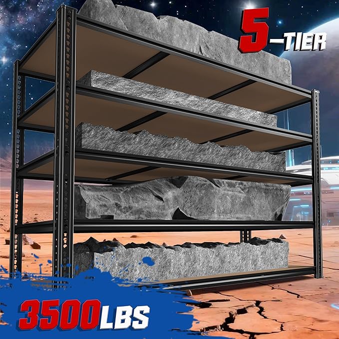 60" W Garage Shelving 72" H Metal Shelving 3500LBS Storage Shelves Heavy Duty 5 - Image 4