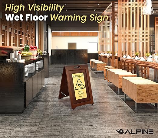 Wooden Caution Wet Floor Sign Slippery A-Frame - Image 9