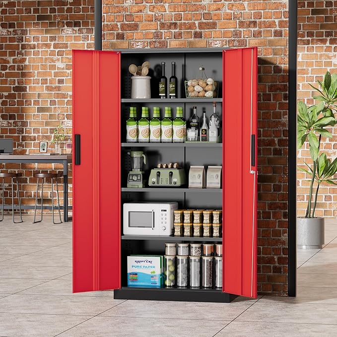 Greenvelly Metal Storage Cabinet, Lockable Steel Cabinet - Image 2