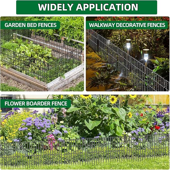 10 Panels Garden Fencing Animal Barrier, 17in X 10.8ft No Dig Dog Fence - Image 6