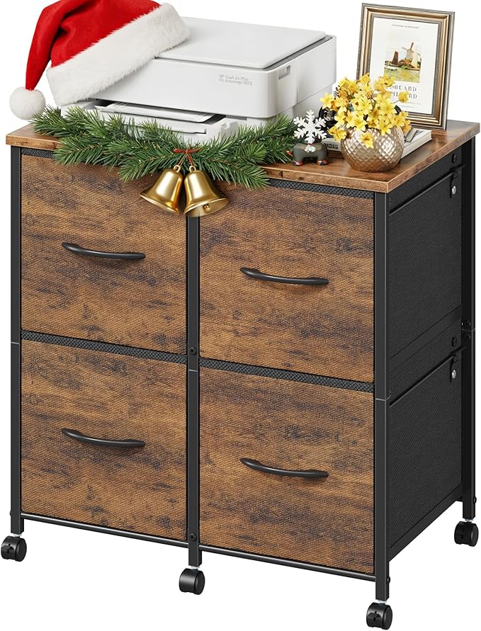 4 Drawer Lateral File Cabinet, Mobile Filing Cabinet by HIGDBFE