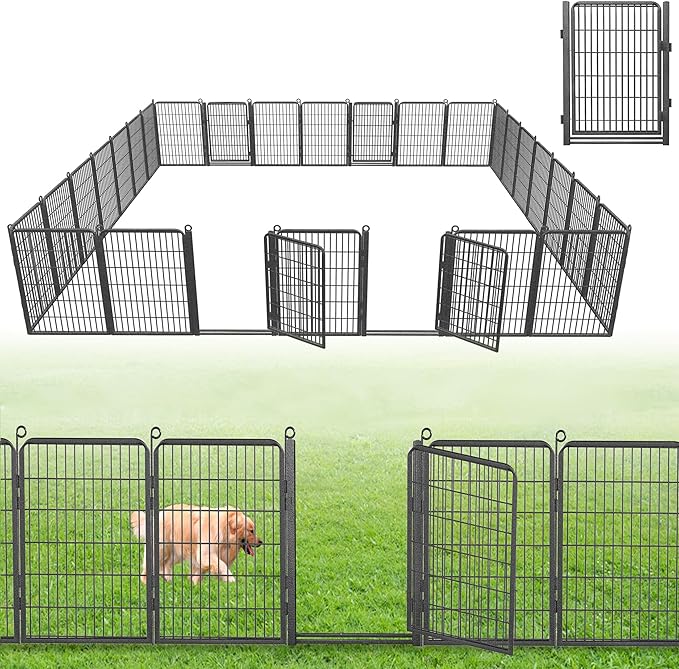 Decorative Garden Fence with Gate, 40 in x 63 ft Rustproof Metal Fence Panels by Jhsomdr