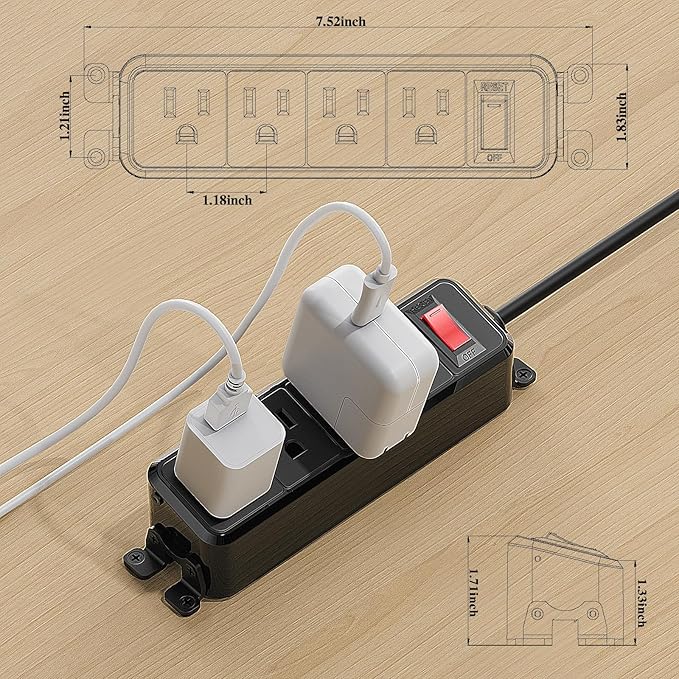 Wall Mount Power Strip, Flat Plug Power Strip - Image 5
