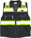 Black Safety Vest, Men's Professional Surveyors Vest by REXZUS