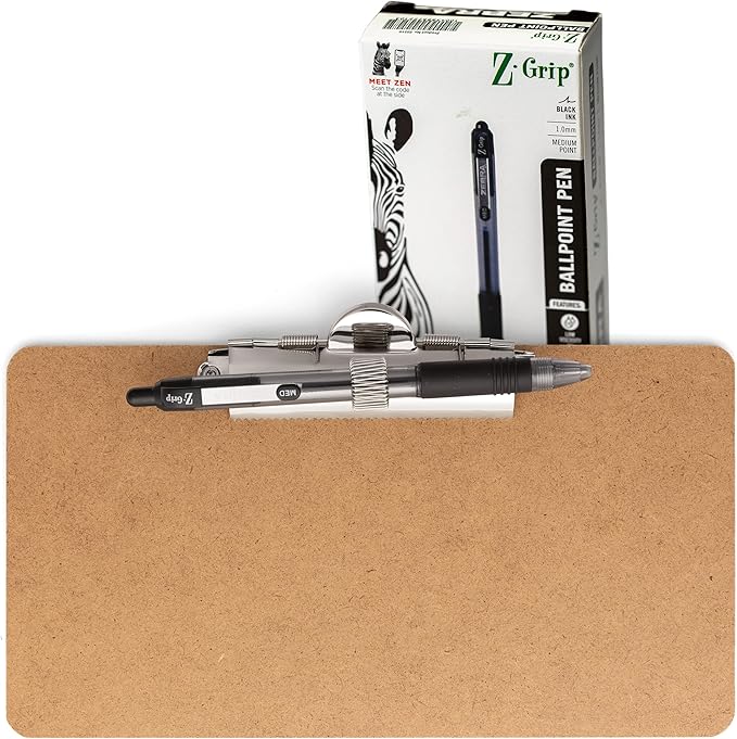 Officemate 5" x 9" Clipboard for Receipts, Low Profile Metal Clip & Pen Holder by Officemate