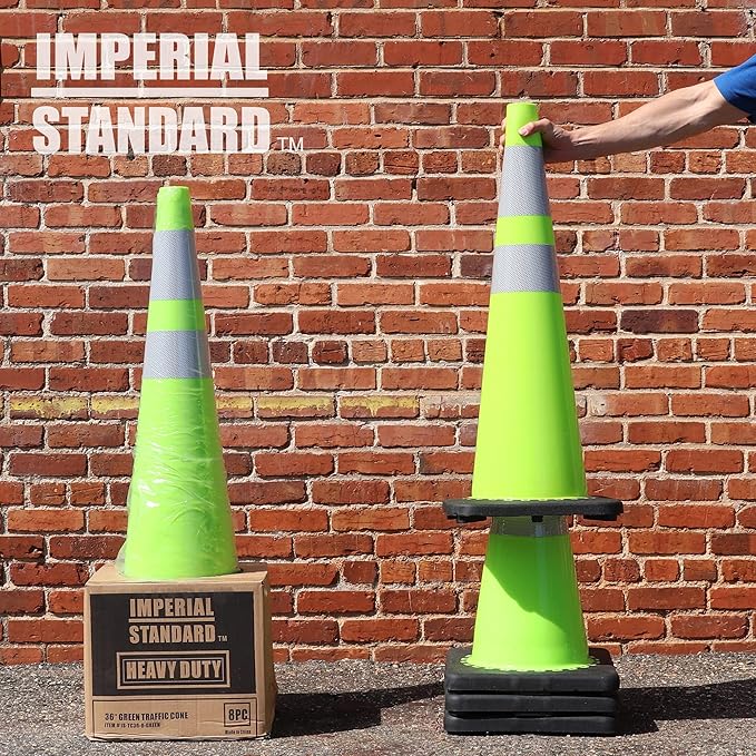 Traffic Cones - Safety Cones - 36" Green Cones - Construction Cones - Road - Image 2