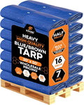 Heavy Blue & Brown Tarp 30' x 50'- Bulk Half Pallet Weatherproof, Wind & Sun by XposeSafety