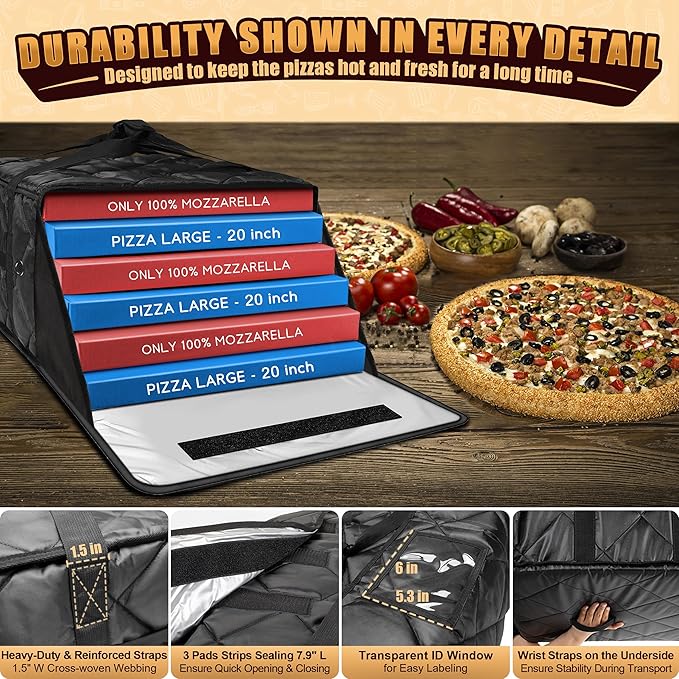 MyLifeUNIT Pizza Bag for Delivery, Thermal Insulated Pizza and Food Delivery Bag - Image 4