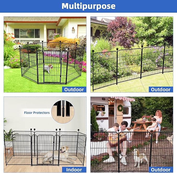 ADAVIN Tall Garden Fence 48 in 12 Panels Total 26.6 FT, Heavy Duty Iron Metal - Image 5