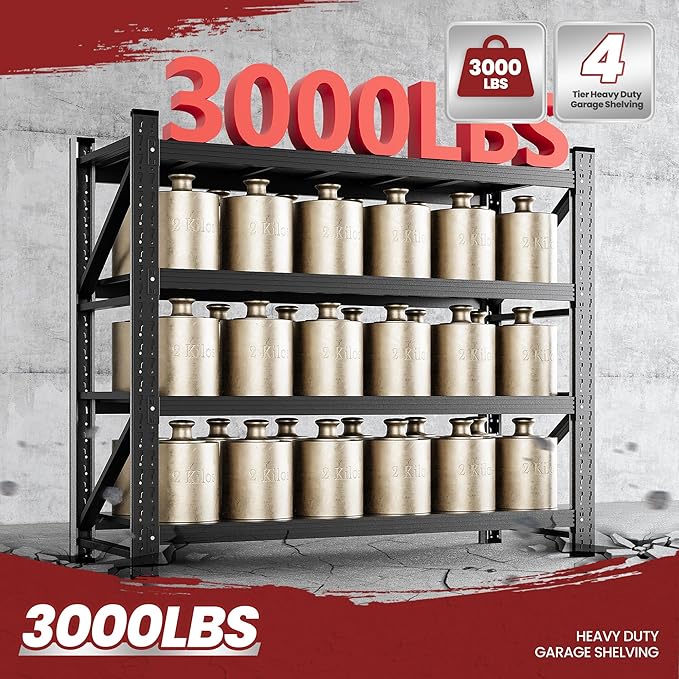 48" Wide Storage Shelves, 2000LBS Garage Shelving Heavy Duty, Standing Shelf - Image 6