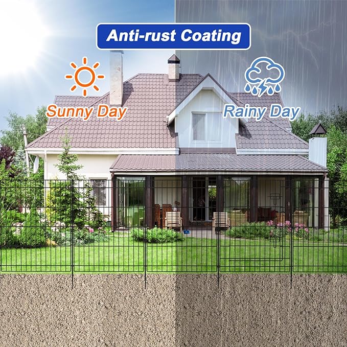 INJOPEXI Decorative Metal Garden Fence 6 Panels 11.8ft×30in Garden Fence - Image 4