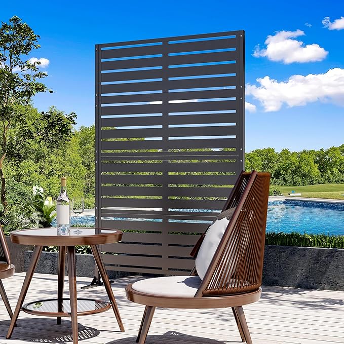 Modern Shade Metal Privacy Screen 72" H x 48" W, Freestanding Decorative - Image 7