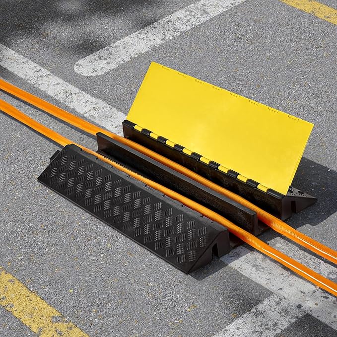 VEVOR Rubber Cable Protector Ramp, 2 Channel Heavy Duty Rubber Cord Hose Wire - Image 8