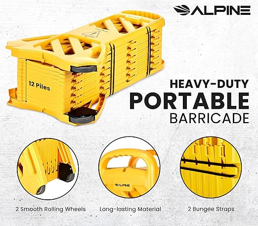Alpine Commercial Safety Barriers, 13 Foot Expandable Mobile Barricade System - Image 3