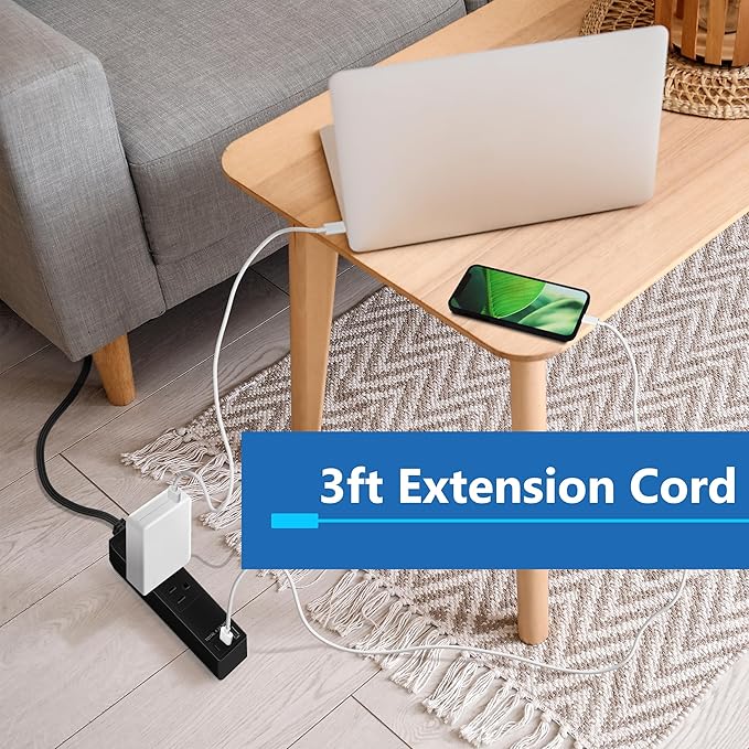 LIDER Outlet Extender with 3 Receptacles, 21W USB Type-A, and 2 USB Type-C - Image 9