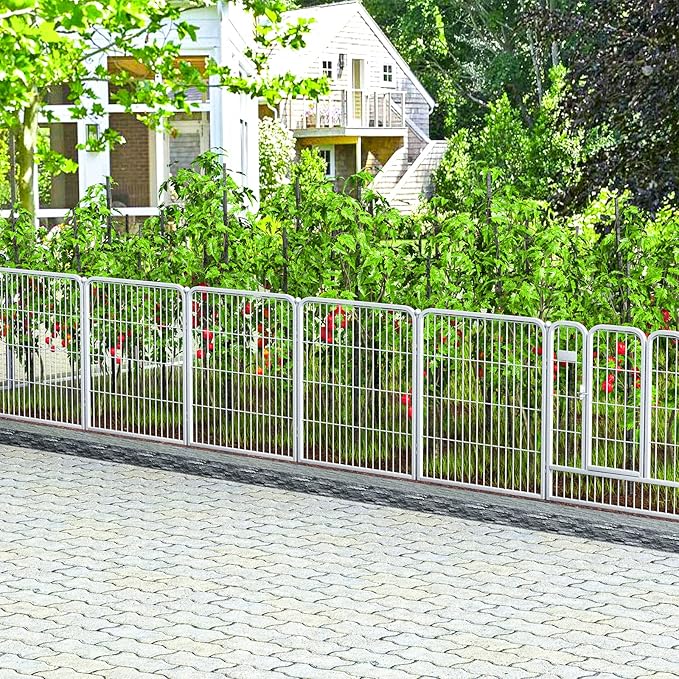 ZXMOTO White Outdoor Garden Fence 5 Panels - Image 6
