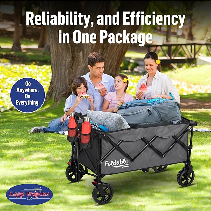 Lapp Wagons 39" Extra-Long Collapsible Folding Wagon Cart, Heavy-Duty 360 lb - Image 7