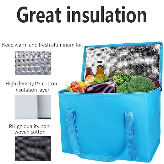 musbus 2-Pack extra Insulated Grocery shopping bag, large Blue, reusable bags - Image 3