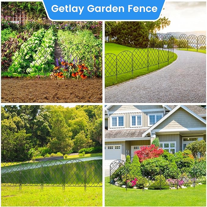 Decorative Garden Fence 24 Pack, 24 Ft X 24 in Black Mesh Rustproof Metal Fence - Image 4