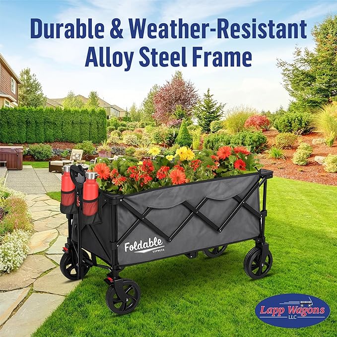 Lapp Wagons 39" Extra-Long Collapsible Folding Wagon Cart, Heavy-Duty 360 lb - Image 6