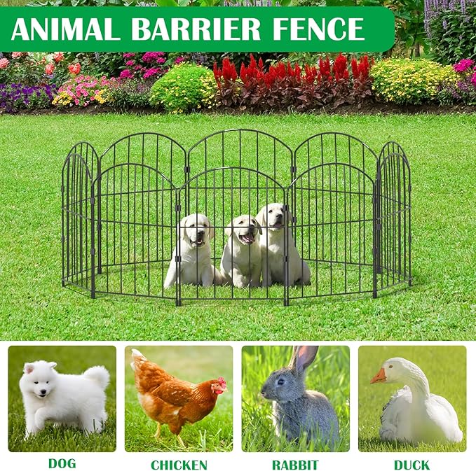 VANCASTLE Decorative Garden Fence Outdoor, 19 Panels Rustproof Metal Landscape - Image 7
