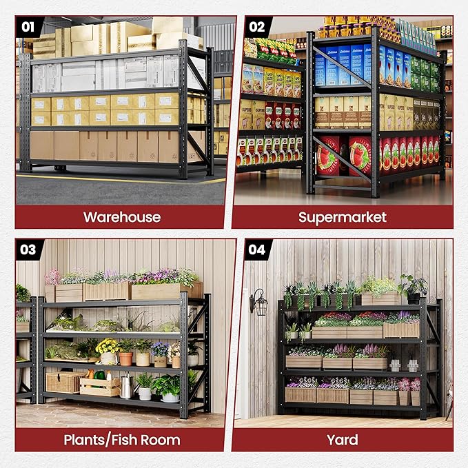 75" Wide Industrial Storage Shelves, 9000LBS Garage Shelving Heavy Duty - Image 8