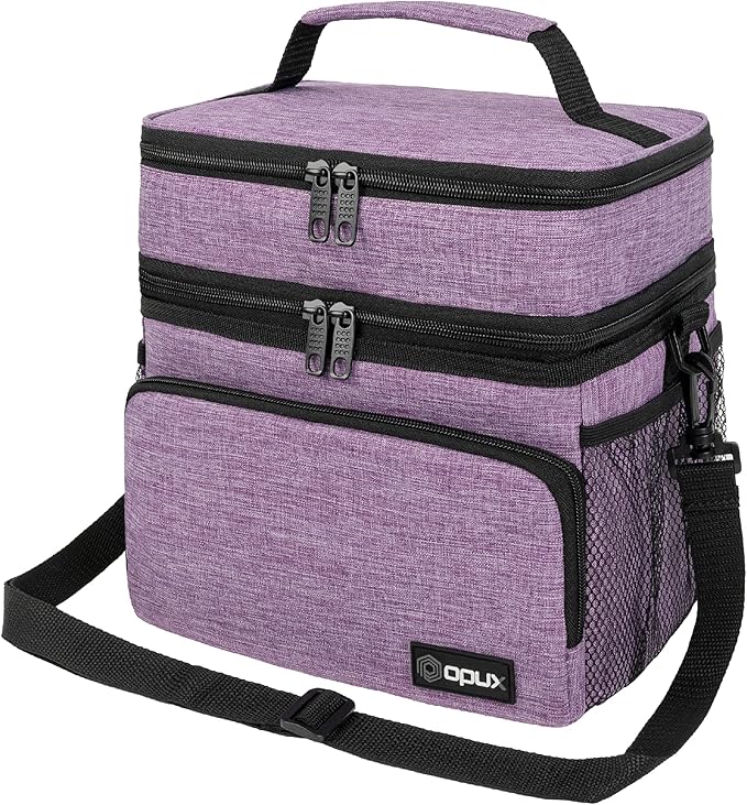 opux Insulated Lunch Bag for Men Women, Large Dual Compartment Cooler Bag by OPUX