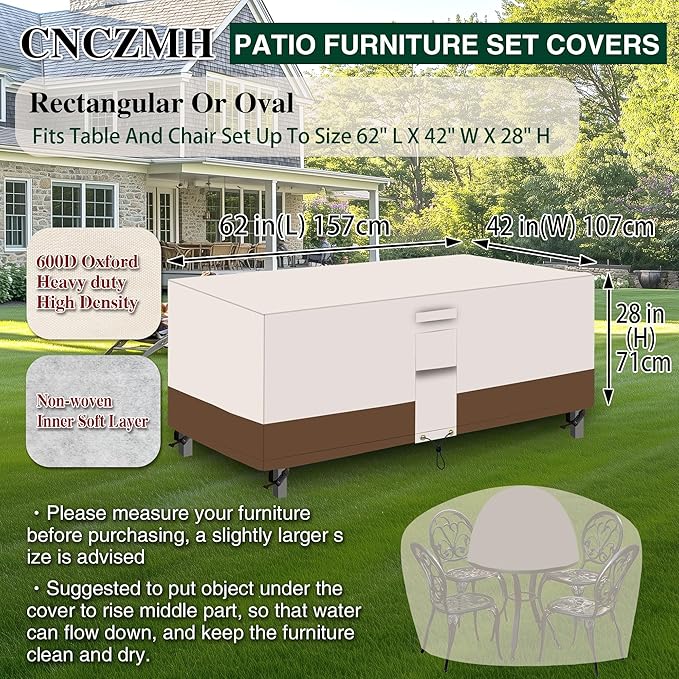 Heavy Duty Patio Furniture Covers Waterproof, 600D Outdoor Furniture Cover - Image 2