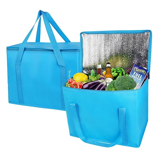 musbus 2-Pack extra Insulated Grocery shopping bag, large Blue, reusable bags by Musbus