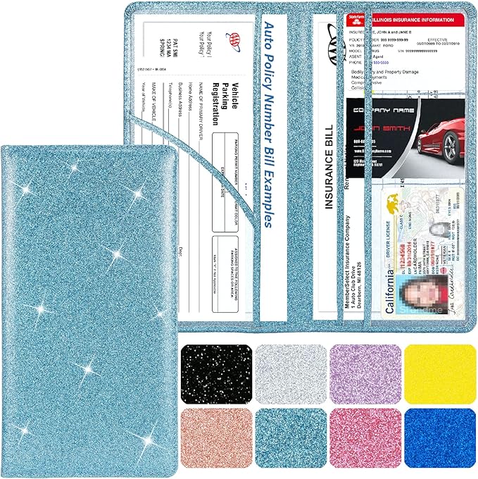 Car Registration and Insurance Holder, Leather Magnetic Shut Vehicle Glove Box by Srandme