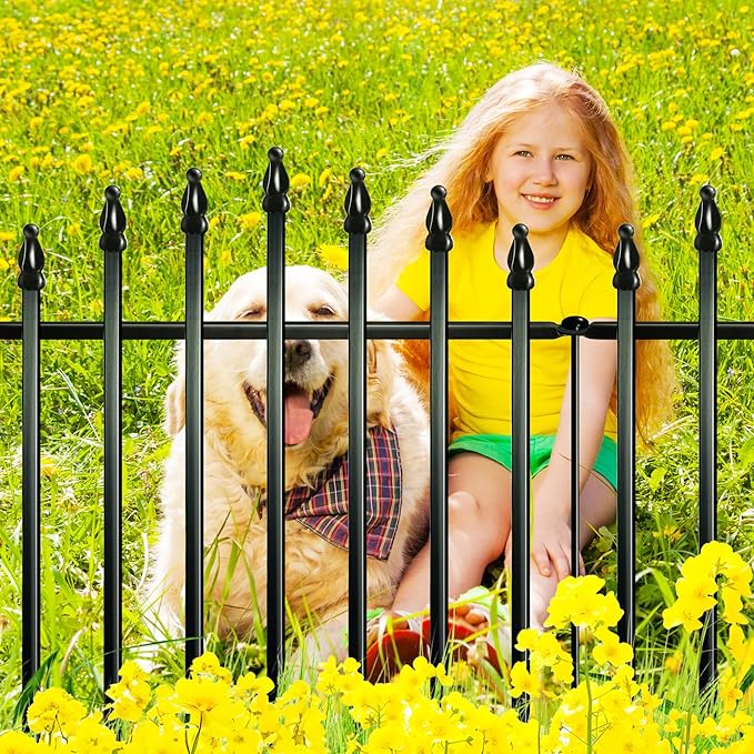 Metal Garden Fence 32" H x 24" W Rustproof Animal Barrier No Dig Decorative - Image 3