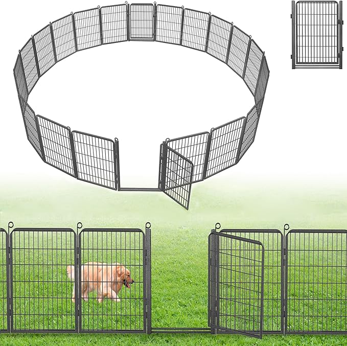 Decorative Garden Fence with Gate, 40 in x 54 ft Rustproof Metal Fence Panels by Jhsomdr