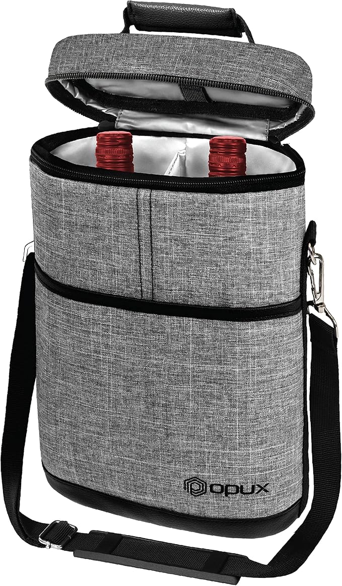 opux 2 Bottle Wine Carrier Tote, Insulated Leakproof Wine Cooler Bag, Wine by OPUX