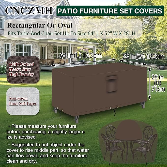 Heavy Duty Patio Furniture Covers Waterproof, 600D Outdoor Furniture Cover - Image 2