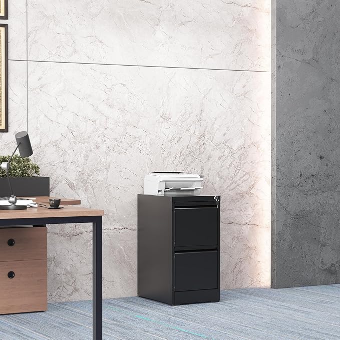 2 Drawer File Cabinet with Lock, Steel Vertical Filing Storage Cabinet - Image 2