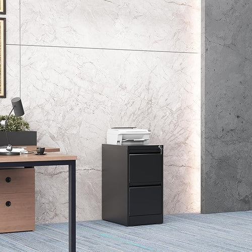2 Drawer File Cabinet with Lock, Steel Vertical Filing Storage Cabinet - Image 2