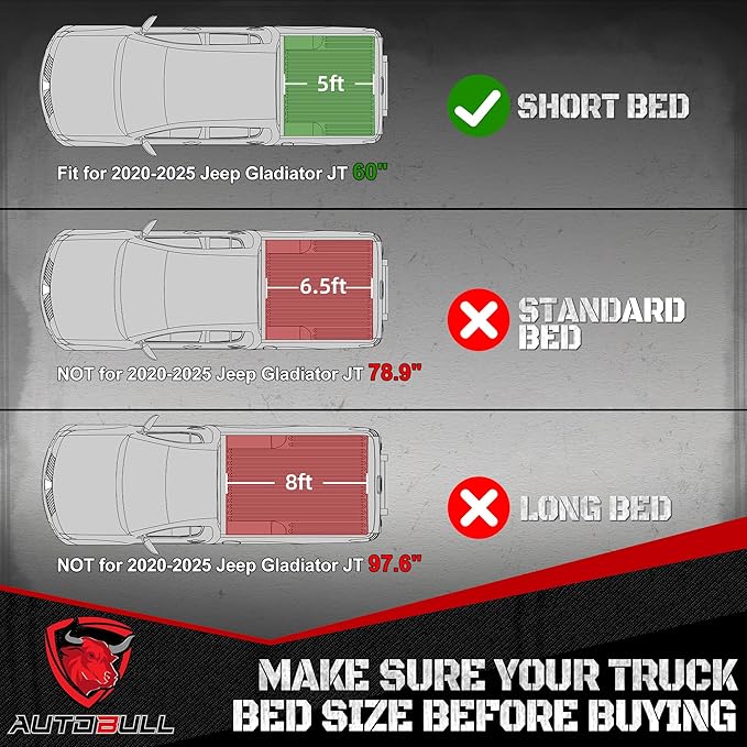 Truck Bed Mat Bed Liner Fit for Jeep Gladiator JT 2025 2024 2023 2022 2021 2020 - Image 2