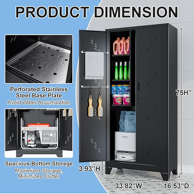 75" Heavy-Duty Metal Storage Cabinet - Image 3