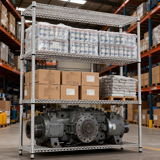 4 Tiers Shelf 2640 lbs Steel Storage Shelving Utility Shelving Unit Steel - Image 5