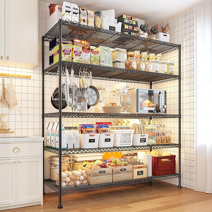 REIBII 45.8''W Steel Wire Shelving Unit, 5 Tier Adjustable Metal Storage Shelves - Image 2